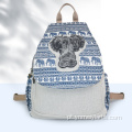 Mochila de lona com retalhos de elefante de tamanho grande